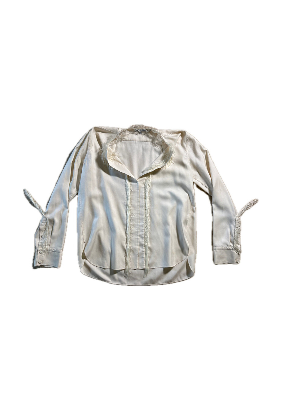 Helmut Lang Silk Fringe Twill Shirt Women's Size Medium